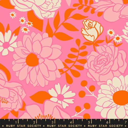 Patchwork Baumwolle - Ruby Star Society - Melody Miller - Rise and Shine - Morning Bloom Large Floral Vintage Retro